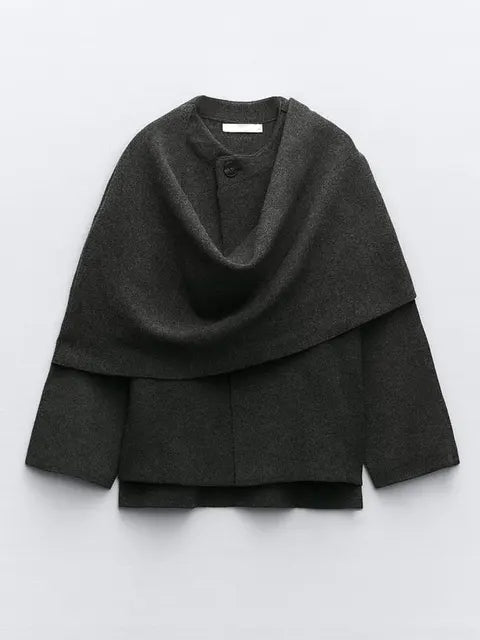 Elegant Knitted Cape Coat