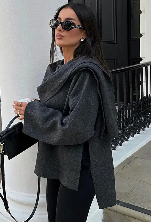 Elegant Knitted Cape Coat